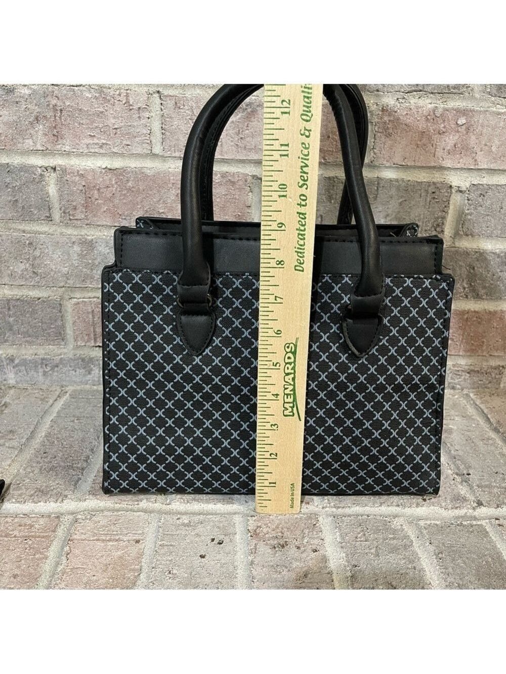 Elegant Black/Blue Patterned Handbag Set - Picture 5 of 17